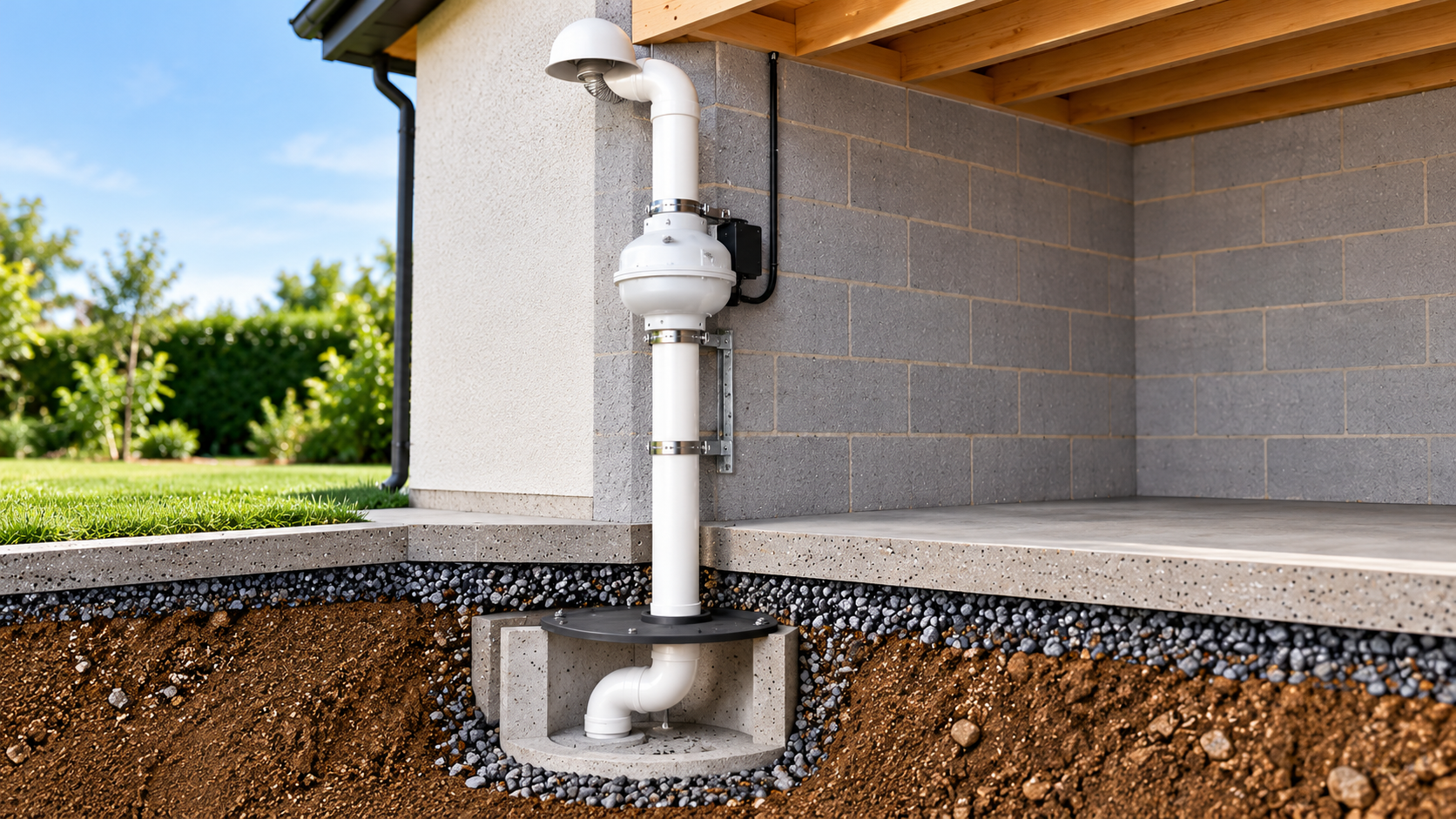 Radon remediation and extraction system installation