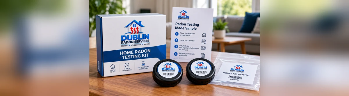 Illustration of a home radon testing kit